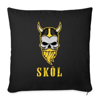 Casque de crâne Viking Skol - Housse de coussin décorative 45 x 45 cm - noir - Devant