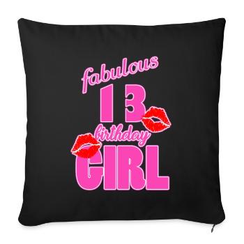 fabuleux 13 anniversaire fille 13ème anniversaire rose Baiser - Housse de coussin décorative 45 x 45 cm - noir - Devant