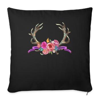 Bouquet de bois de fleurs cadeau Cerf bouquet Bavière - Housse de coussin décorative 45 x 45 cm - noir - Devant