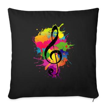 La clé de sol colorée éclabousse la théorie de la musique - Housse de coussin décorative 45 x 45 cm - noir - Devant