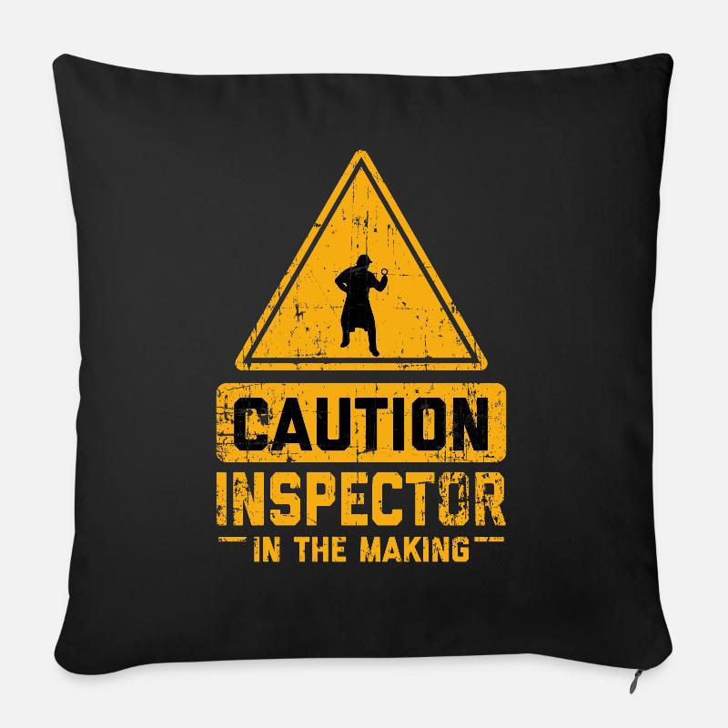 CAUTION Inspector In The Making - Sofakissenbezug 45 x 45 cm - Schwarz
