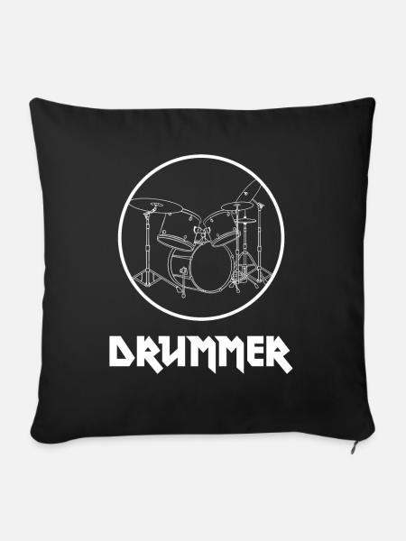 Drummer - Schlagzeug - Sofakissenbezug 45 x 45 cm - Schwarz