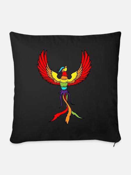 Phoenix fugl tegner fuglefjær - Sofaputetrekk 45 x 45 cm - svart