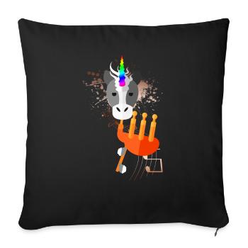 Licorne de cornemuse - Housse de coussin décorative 45 x 45 cm - noir - Devant