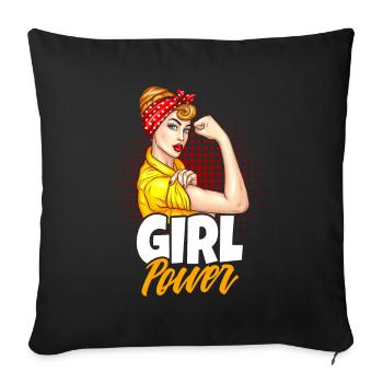 Girl Power Super Femme Femmes Power - Housse de coussin décorative 45 x 45 cm - noir - Devant