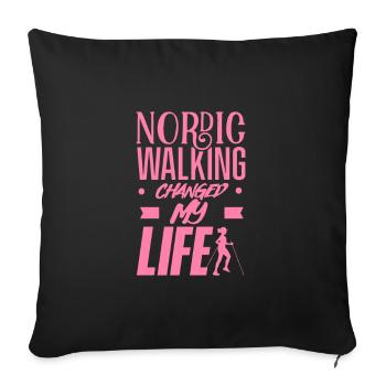 Nordic Walking Randonner Nordic Walk Mama - Housse de coussin décorative 45 x 45 cm - noir - Devant