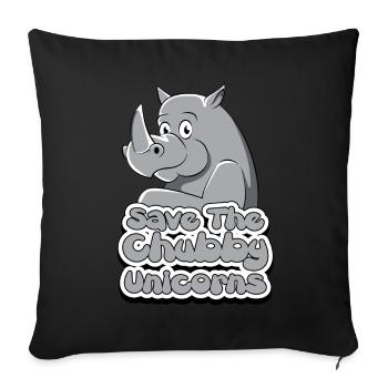 RhinoCeros Rhino Chubby Unicorn Gift - Sofa pillowcase 17,3'' x 17,3'' (45 x 45 cm) - black - Front