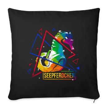 Seahorse polygon gift - Sofa pillowcase 17,3'' x 17,3'' (45 x 45 cm) - black - Front
