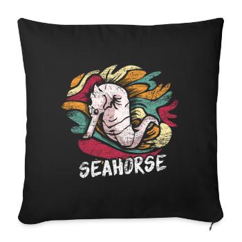 Seahorse gift - Sofa pillowcase 17,3'' x 17,3'' (45 x 45 cm) - black - Front