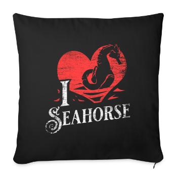 Seahorse gift - Sofa pillowcase 17,3'' x 17,3'' (45 x 45 cm) - black - Front