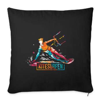 Cadeau de kitesurf - Housse de coussin décorative 45 x 45 cm - noir - Devant