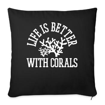corals - Sofa pillowcase 17,3'' x 17,3'' (45 x 45 cm) - black - Front