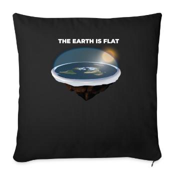Flat Earth Shirt Society Flache Erde Karte Scheibe - Sofakissenbezug 45 x 45 cm - Schwarz - Vorne