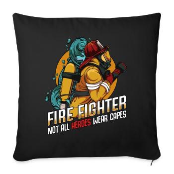 Firefighter superhero statement sayings gift idea - Sofa pillowcase 17,3'' x 17,3'' (45 x 45 cm) - black - Front