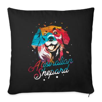 Australian Shepherd polygon - Sofa pillowcase 17,3'' x 17,3'' (45 x 45 cm) - black - Front