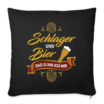 Schlager und Bier das gönn ich mir Mallorca - Sofakissenbezug 45 x 45 cm - Schwarz - Vorne