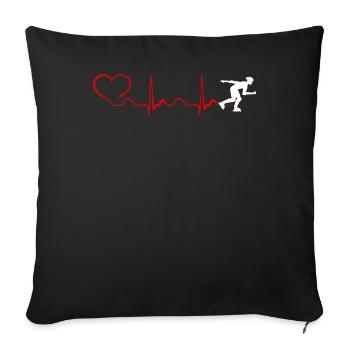 Roller Blade Heartbeat And Heart - Sofakissenbezug 45 x 45 cm - Schwarz - Vorne