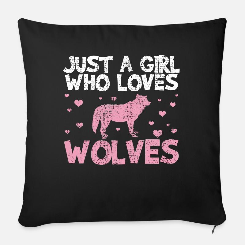 Wolf der Wolf - Sofakissenbezug 45 x 45 cm - Schwarz