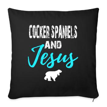 Cocker Spaniels And Jesus - Chrisitan - Sofa pillowcase 17,3'' x 17,3'' (45 x 45 cm) - black - Front