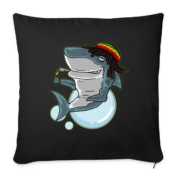Funny Reggae Shark graphic Gift Rastafari Shark - Sofa pillowcase 17,3'' x 17,3'' (45 x 45 cm) - black - Front