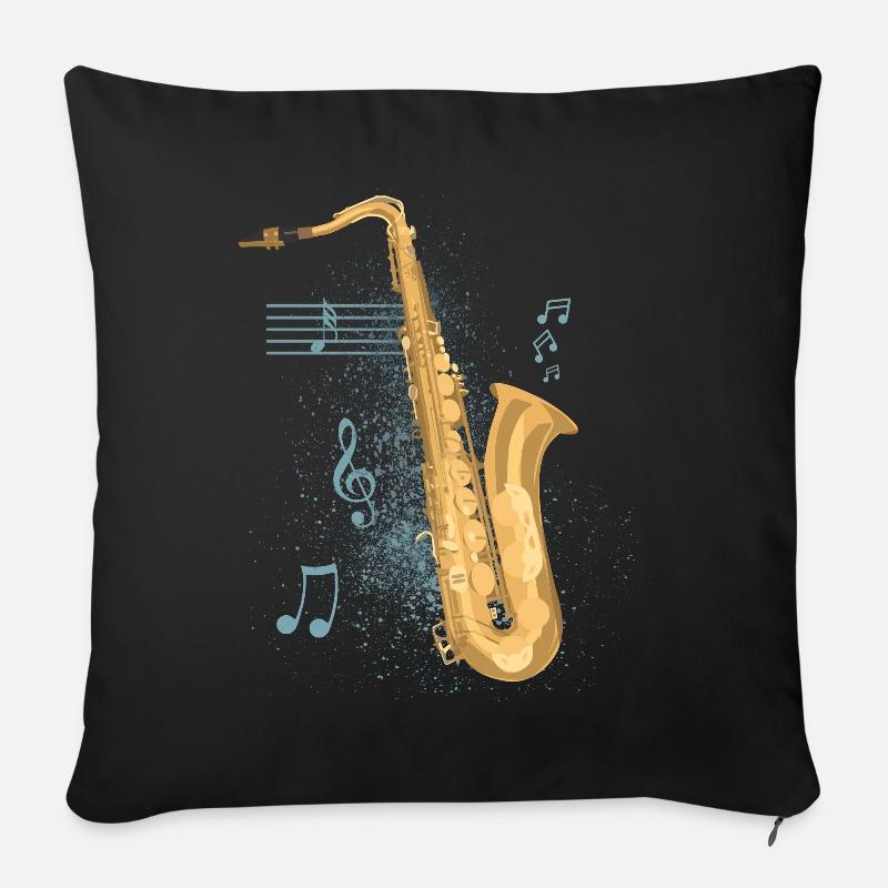 saxophone - Housse de coussin décorative 45 x 45 cm - noir