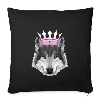 Krone POLYGON WOLF Husky Wölfe Rudel - Sofakissenbezug 45 x 45 cm - Schwarz - Vorne