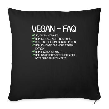 FAQ vegan | La plupart des questions posées, le véganisme - Housse de coussin décorative 45 x 45 cm - noir - Devant