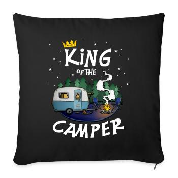 Camper King - for camping, outdoor, camping - Sofa pillowcase 17,3'' x 17,3'' (45 x 45 cm) - black - Front