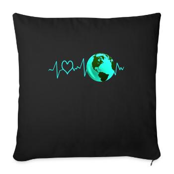 Protection de l'environnement Protection du climat Battement de coeur Jour de la Terre - Housse de coussin décorative 45 x 45 cm - noir - Devant