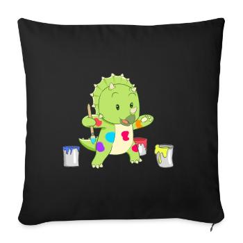 Dino petit artiste - Housse de coussin décorative 45 x 45 cm - noir - Devant