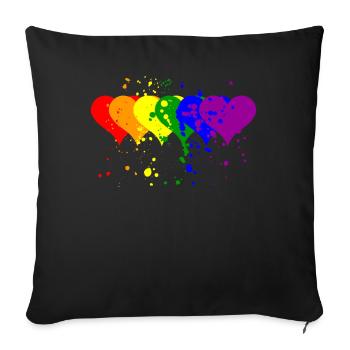 LGBT coloré coeur symbole lesbienne gai bi cadeau - Housse de coussin décorative 45 x 45 cm - noir - Devant
