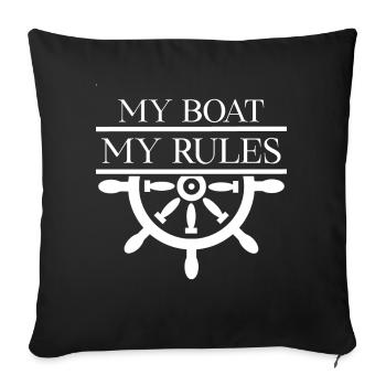 My boat my rules steering wheel - Sofa pillowcase 17,3'' x 17,3'' (45 x 45 cm) - black - Front