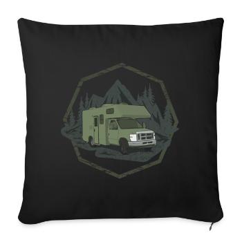 Wohnmobil - Sofakissenbezug 45 x 45 cm - Schwarz - Vorne