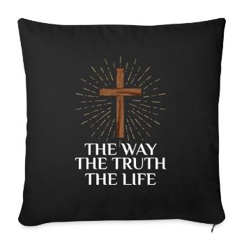 Jesus live away truth - Sofa pillowcase 17,3'' x 17,3'' (45 x 45 cm) - black - Front