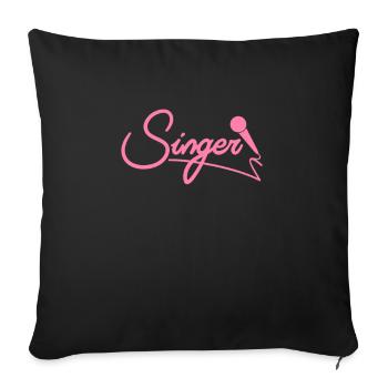 Chanteur Chanteuse Maman Chanter École de chant - Housse de coussin décorative 45 x 45 cm - noir - Devant