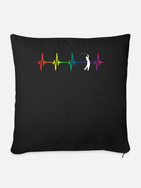 Golf Rainbow Heartbeat - Sofakissenbezug 45 x 45 cm - Schwarz