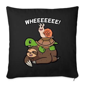 Tortue escargot et paresse - Housse de coussin décorative 45 x 45 cm - noir - Devant