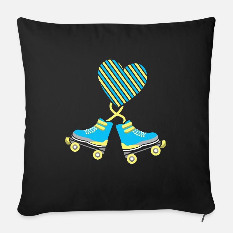Rollschuhe am Herz - Sofakissenbezug 45 x 45 cm - Schwarz