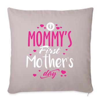 MAMAS ERSTES Muttertagsgeschenk für Mama - Sofakissenbezug 45 x 45 cm - helles Taupe - Vorne
