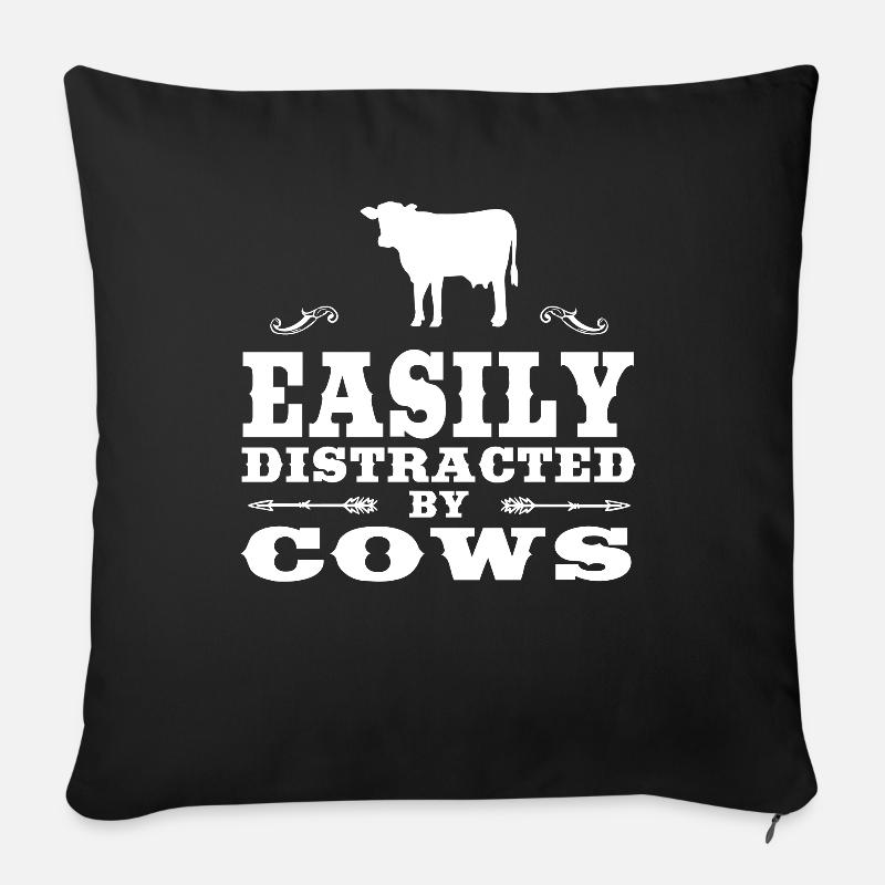 Easily Distracted By Cows Funny Cow Design - Sofa pillowcase 17,3'' x 17,3'' (45 x 45 cm) - black
