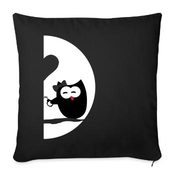 Owls left - Valentine's Day - Sofa pillowcase 17,3'' x 17,3'' (45 x 45 cm) - black - Front