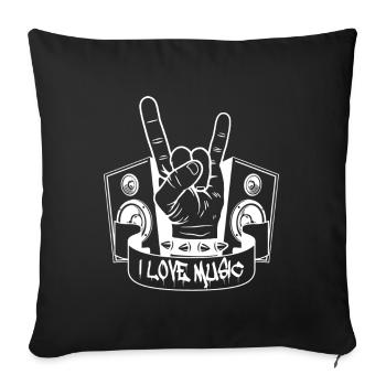 Love Music - Rock - Heavy Metal - Housse de coussin décorative 45 x 45 cm - noir - Devant