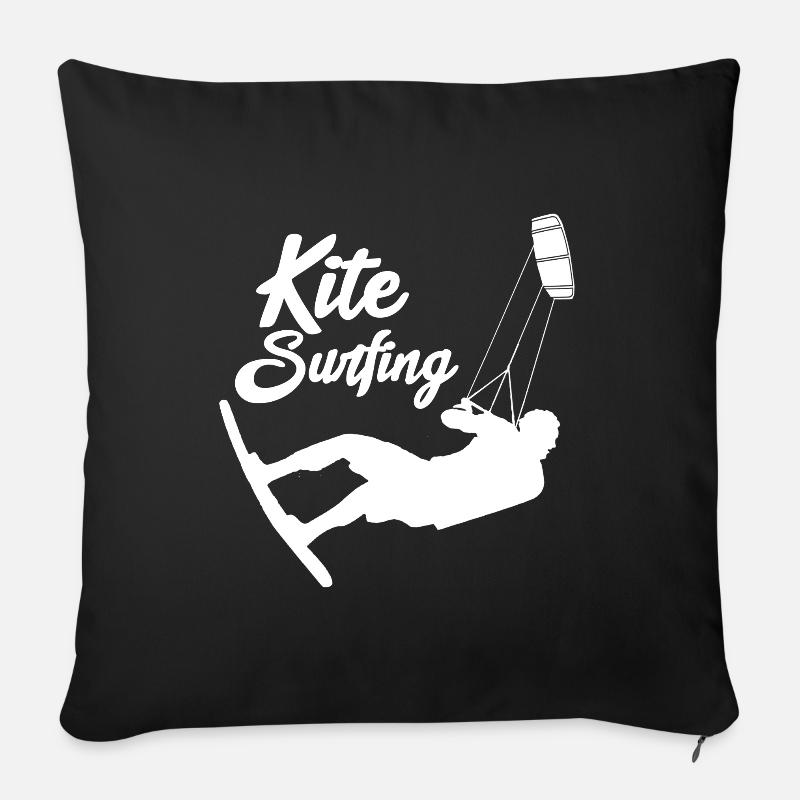 Kite Surfer am Stand - Blue Colour - Sofakissenbezug 45 x 45 cm - Schwarz