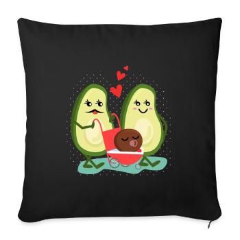 Avocado Essen Familie Baby Kind Süß - Sofakissenbezug 45 x 45 cm - Schwarz - Vorne