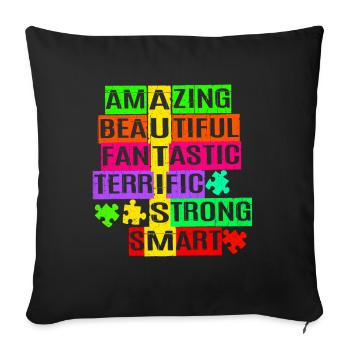 Autism - Sofa pillowcase 17,3'' x 17,3'' (45 x 45 cm) - black - Front