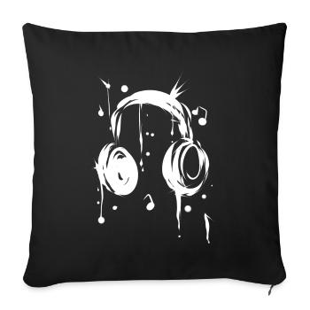 Earphones - Sofa pillowcase 17,3'' x 17,3'' (45 x 45 cm) - black - Front