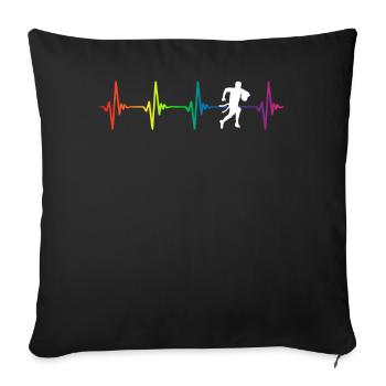 Flag Football Rainbow Heartbeat - Sofakissenbezug 45 x 45 cm - Schwarz - Vorne