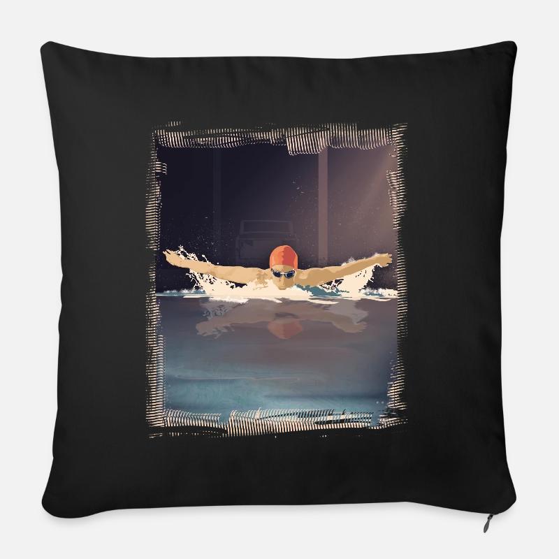 Schmetterling Schwimmen Geschenk Schwimmer - Sofakissenbezug 45 x 45 cm - Schwarz