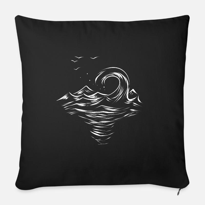Welle - Sofakissenbezug 45 x 45 cm - Schwarz