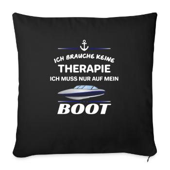 Traitement et bateau bateau bateau à moteur bateau de plaisance port - Housse de coussin décorative 45 x 45 cm - noir - Devant